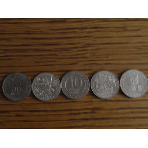 5 Pièces De 10 Francs Commémoratives Gambetta(1982) ,Rudes(1984) ,Hugo(1985) ,Capet(1987) Et Garros(1988)
