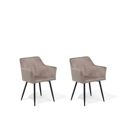 Chaise De Salle À Manger Set De 2 Velours Taupe Jasmin