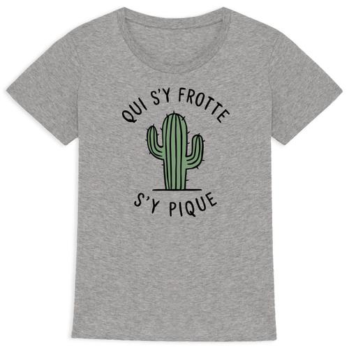 Tee Shirt "Qui S'y Frotte S'y Pique" - Pour Femme - Confectionné En France - Coton 100% Bio - Cadeau Anniversaire French Touch Punchlines Original Rigolo