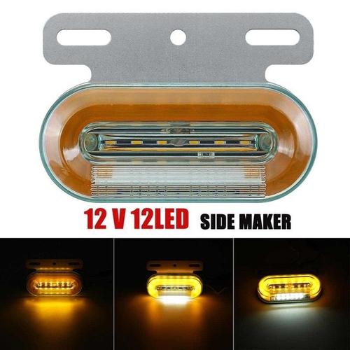 Yellow 12v 12v / 24v 12 Feux De Position Latéraux Led Voiture Lumières Externes Signal Indicateur Lampes Avertissement Feu Arrière 3 Modes Remorque Camion Camion