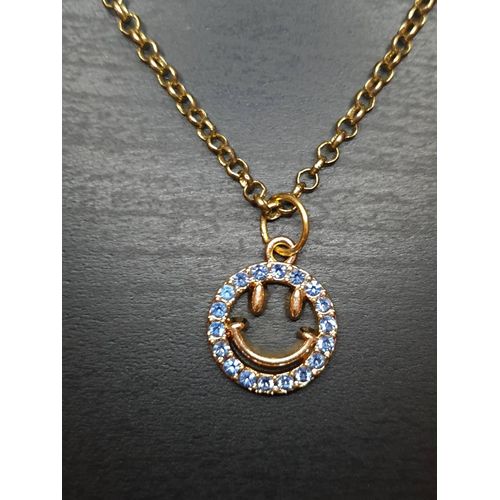 Collier Fantaisie "Smiley" Diamant Bleu