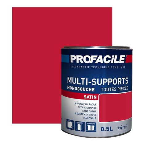 Peinture intérieure multi-supports, PROFACILE 0.5 litre Rouge Garance