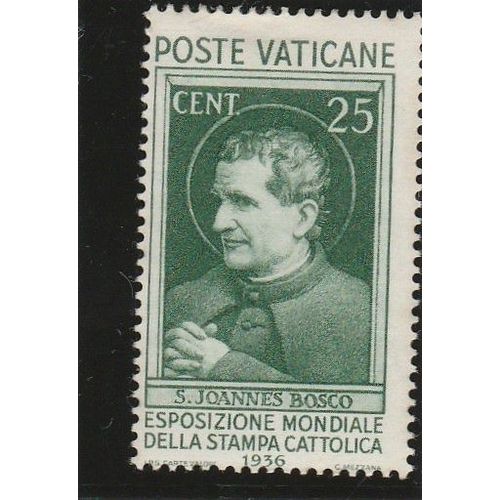Timbre Neuf Du Vatican - 25 Cent Vert - Exposition Mondiale De La Presse Catholique À Rome - Saint Jean Bosco