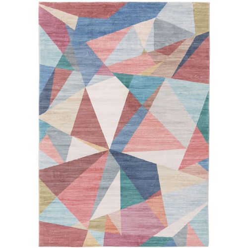 Tapis Poil Ras Mara Multicouleur/Fuchsia 80x150 Cm - Tapis Poil Court Design Moderne Pour Salon
