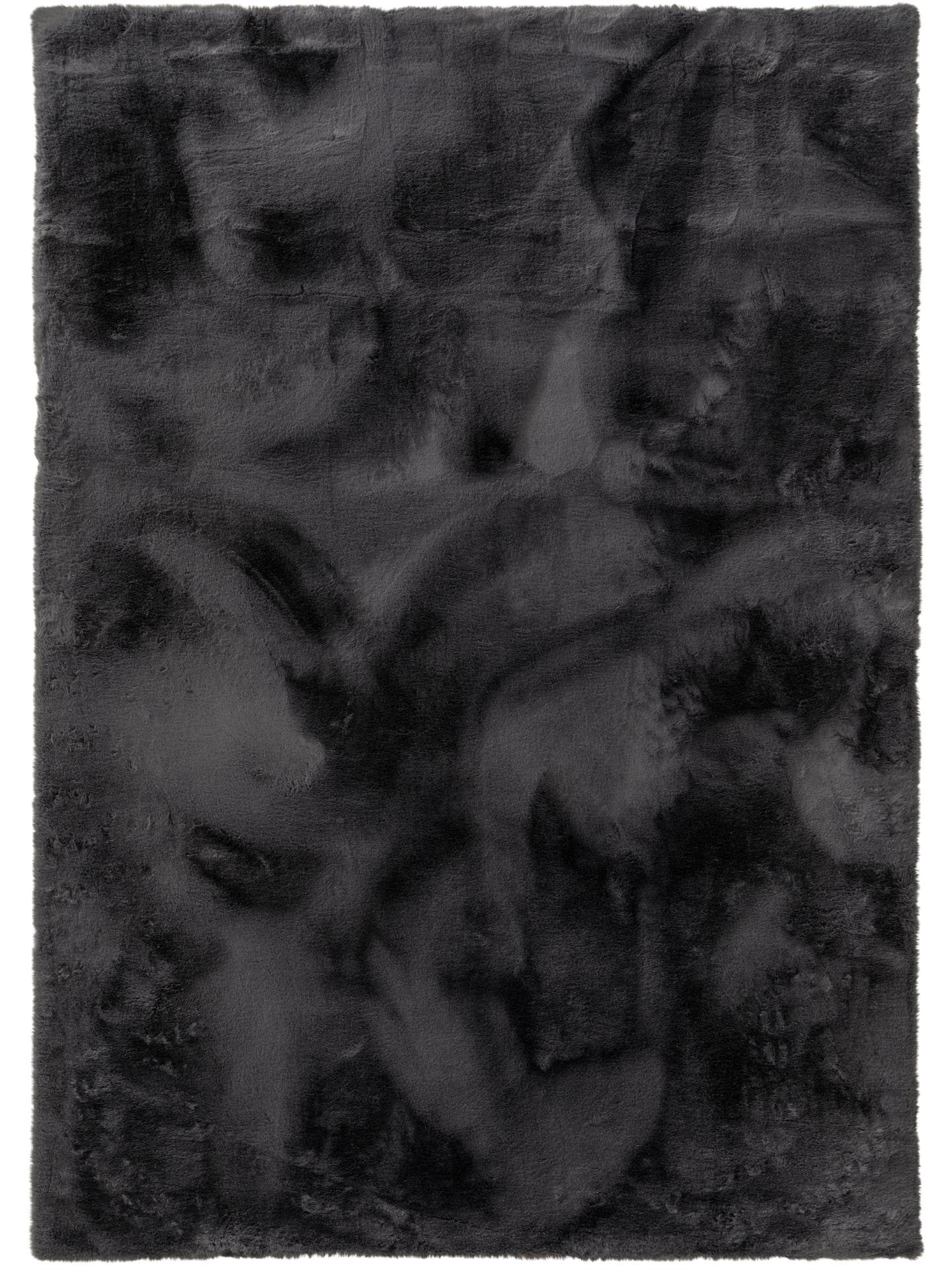 Tapis Poil Ras De Fourrure Dave Anthracite 120x170 Cm - Tapis Poil Court Design Moderne Pour Salon