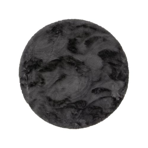 Benuta Essentials Tapis De Fourrure Dave Anthracite Diamètre 80 Cm Rond