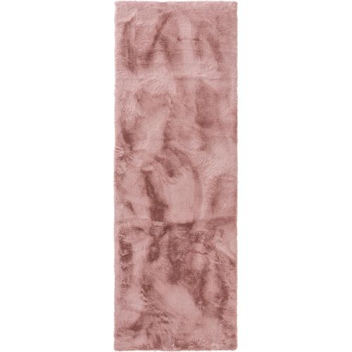 Tapis Poil Ras De Fourrure Dave Rose 80x240 Cm - Tapis Poil Court Design Moderne Pour Salon