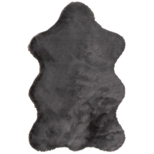 Fausse Fourrure Dave Anthracite 60x90 Cm - Tapis Poil Court Design Moderne Pour Salon
