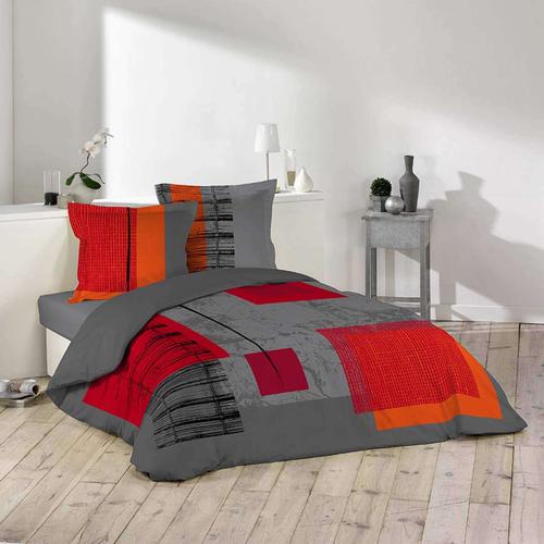 Housse De Couette - 240 X 220 Cm + Taies - Teintes Automnales - Gris Gris