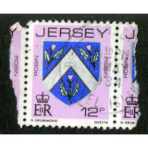 Timbre Oblitéré Jersey, Robin, 12p