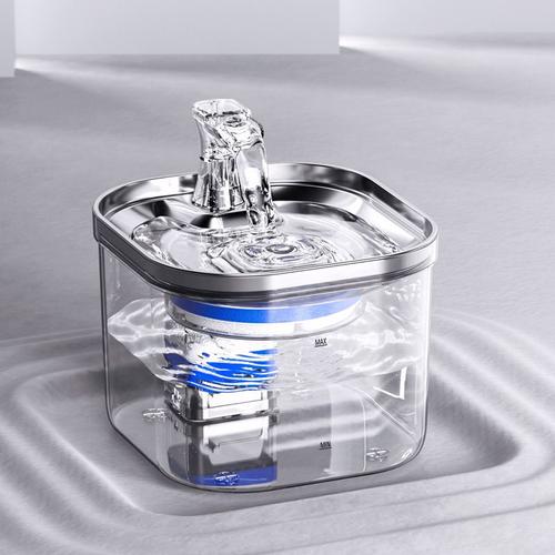 Distributeur d'eau sans fil pour chat, robinet automatique, distributeur d'eau pour animaux de compagnie, en acier inoxydable, Transparent, muet