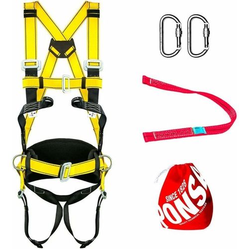 Harnais de securite Travail en hauteur 2 points Ancrage (2 points d'ancrage anti-chute) + ceinture de maintien, 2 points de retenue + bande d'ancrage + 2 mousquetons goodnice