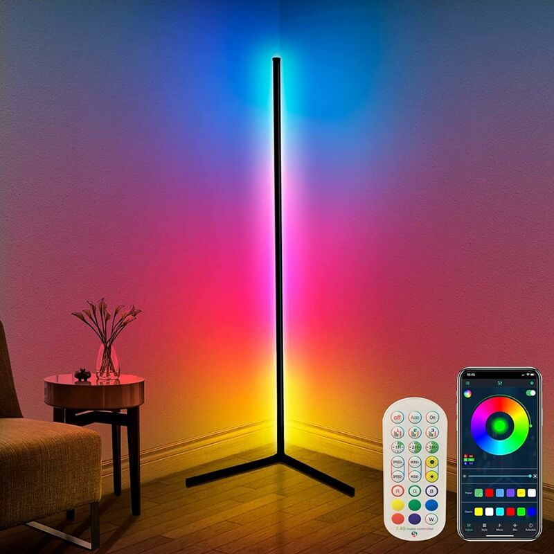 Lampadaire Led D'angle, 165cm Lampe Sur Pied Rgb Avec App Co...