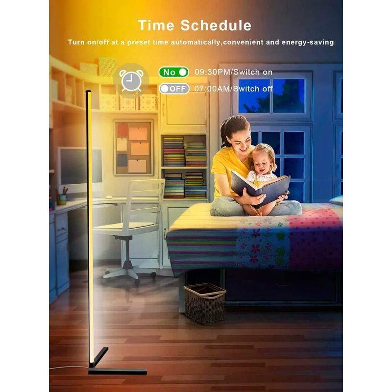 Lampadaire Led D'angle, 165cm Lampe Sur Pied Rgb Avec App Co... - 3