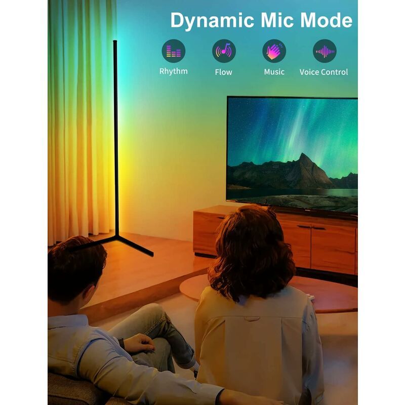 Lampadaire Led D'angle, 165cm Lampe Sur Pied Rgb Avec App Co... - 5