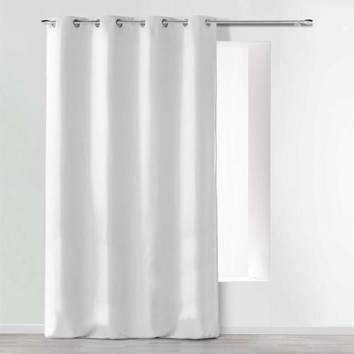 douceur d'interieur Rideau a Oeillets 140 x 260 cm Microfibre Unie Polyester, Blanc goodnice