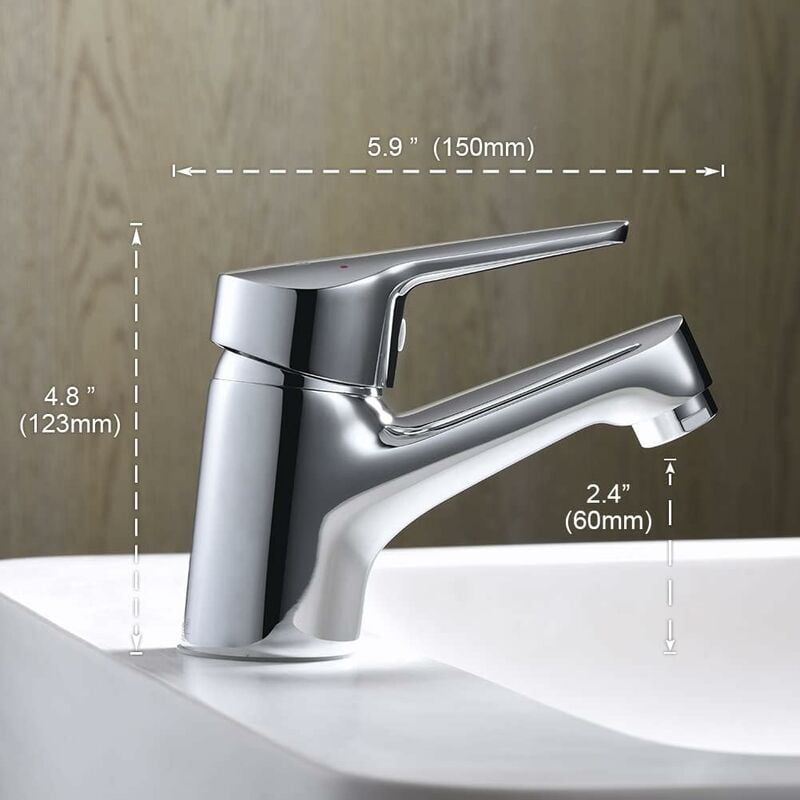 Mitigeur Lavabo Bec Bas, Robinet de Salle de Bain Complet av... - 2