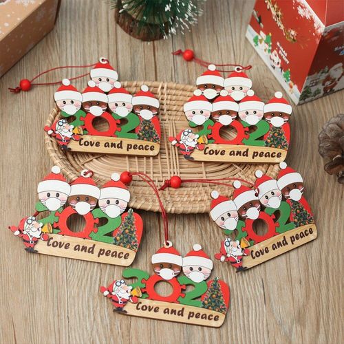 2020 Membre De La Famille Décoration De Noël En Bois Noël Suspendus Ornement Noël Bricolage Survécu Famille Bénédiction Décor