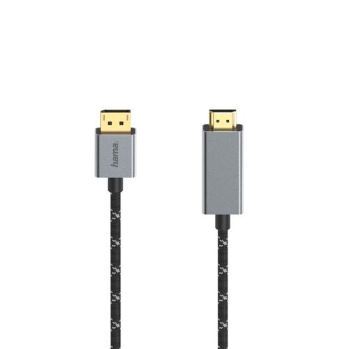 Câble vidéo, f. DisplayPort - f. HDMI?, Ultra-HD 4K@60Hz, alu, 1,50 m