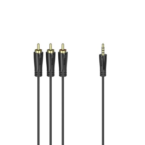 Cordon de connexion, jack mâle 3,5 mm 4 broches - 3 f. RCA mâles, 1,5m
