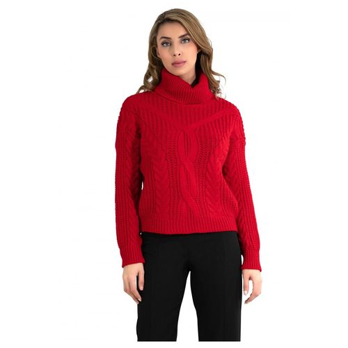 Pull Col Roulé En Grosse Maille Taille : Femme Marron S