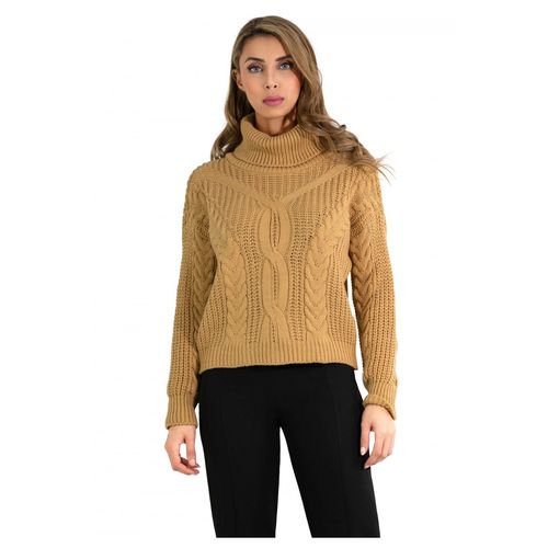 Pull Col Roulé En Grosse Maille Taille : Femme Marron S