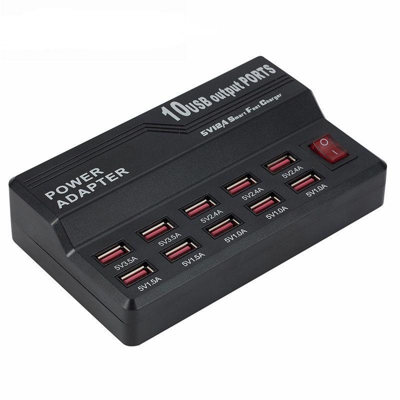 Station de charge rapide multi 10 ports 12A 60W, chargeur US...