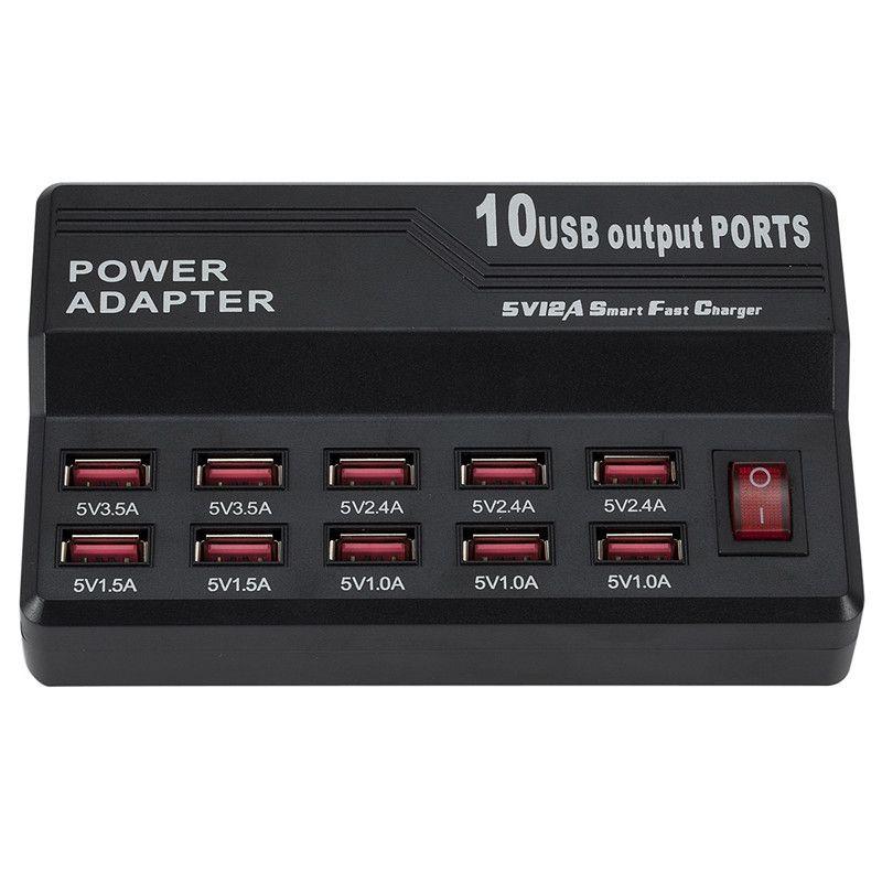 Station de charge rapide multi 10 ports 12A 60W, chargeur US... - 3