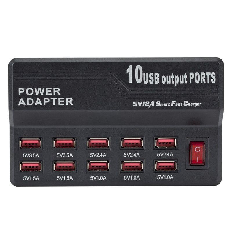 Station de charge rapide multi 10 ports 12A 60W, chargeur US... - 4