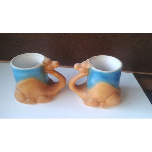 2 Tasses Porcelaine Dromadaires Tunisiens
