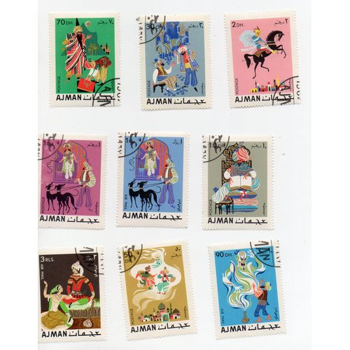 Ajman- Lot De 9 Timbres Oblitérés- Contes Et Légendes