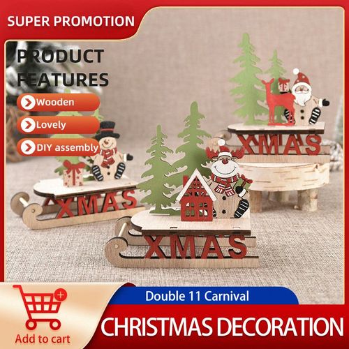 Décorations de Noël en Bois à Fabriquer Soi-Même, Jolis Traîneaux à Assembler, Décor de Fenêtre et Cadeaux Créatifs, Père Noël et Attelage de Cerf