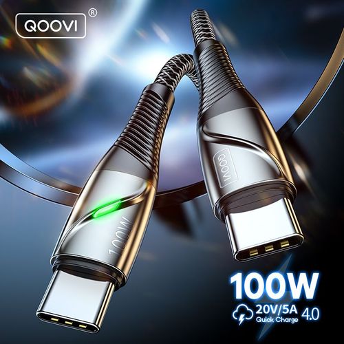 Qoovi Câble Usb De Type-C Pd À Charge Rapide, Cordon De Chargeur Pour Xiaomi Mi 11, Samsung, Macbook, Ipad, Prise 4.0, Puissance De 100w