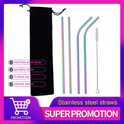 Ensemble De Pailles En Acier Inoxydable En Métal Coloré, Accessoires Pour Boisson, Café, Lait, Thé, Jus