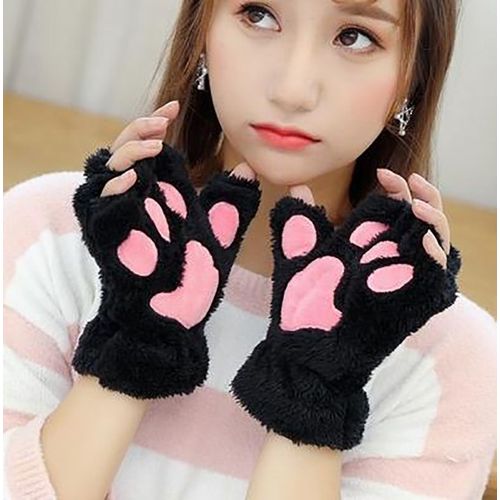 Gants D'hiver Pour Les Pattes De Chat Et De Fille, Épais Et Mignons, À Doigts Ouverts, À Motif De Dessin Animé