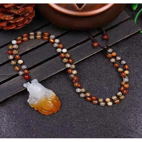 Collier En Jade De Poisson Doré Sculpté À La Main, Pendentif Porte-Bonheur, Bijou Fin