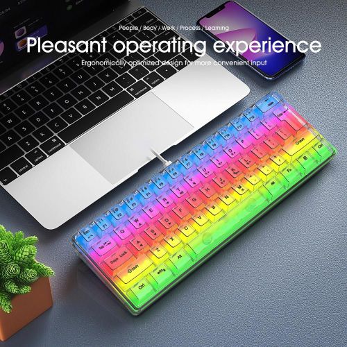 Clavier mécanique de jeu RGB Light, réponse rapide, étanche, écriture en vogue, transparent, 61 prédire, accessoires informatiques