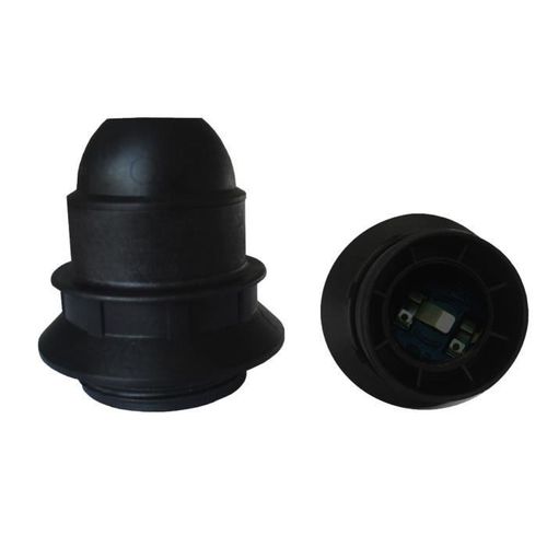 Douille E27 thermoplastique simple bague noir