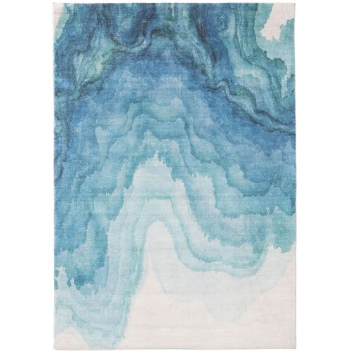 Tapis Poil Ras Mara Bleu 200x300 Cm - Tapis Poil Court Design Moderne Pour Salon