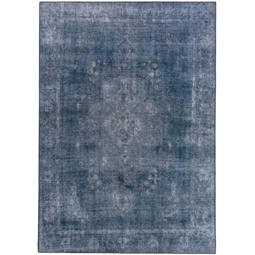 Tapis Vintage Laury Bleu 80x150 Cm - Tapis Poil Ras / Effet Usé
