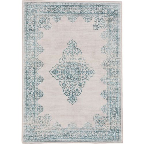 Tapis Vintage Laury Turquoise 80x150 Cm - Tapis Poil Ras / Effet Usé