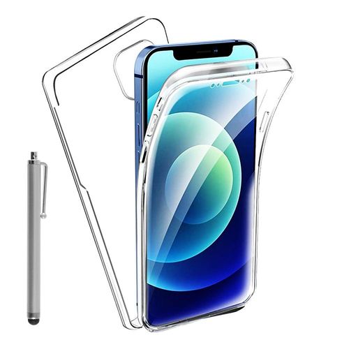 Coque Avant Et Arrière Silicone Pour Apple Iphone 12 6.1" 360° Protection Intégrale - Transparent + Stylet