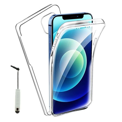 Coque Avant Et Arrière Silicone Pour Apple Iphone 12 Mini 5.4" 360° Protection Intégrale - Transparent + Mini Stylet