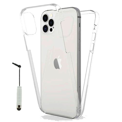 Coque Avant Et Arrière Silicone Pour Apple Iphone 12 Pro 6.1" 360° Protection Intégrale - Transparent + Mini Stylet