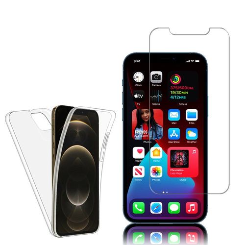 Coque Avant Et Arrière Silicone Pour Apple Iphone 12 Pro Max 6.7" 360° Protection Intégrale - Transparent + 1 Film Verre Trempé - Transparent