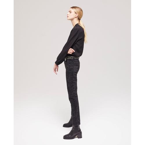 Jean Slim Logo Et Strass Noir - 28