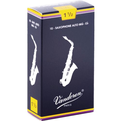 Vandoren Traditional Boîte De 10 Anches Pour Saxophone Alto, Force 1,5