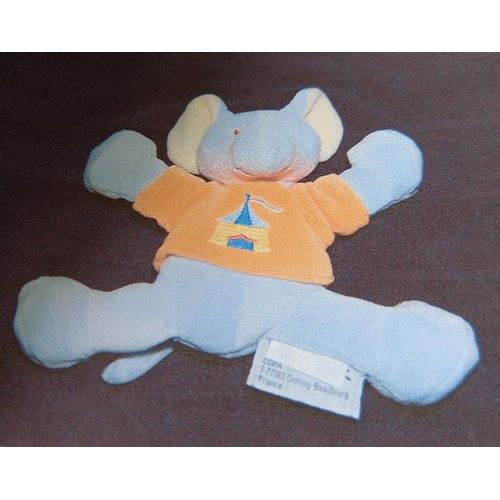 Influx - Doudou Elephant Bleu Tee-Shirt Orange 15cm