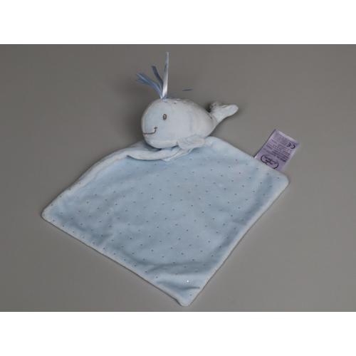 Doudou Baleine Bleue Mouchoir Mots D'enfants