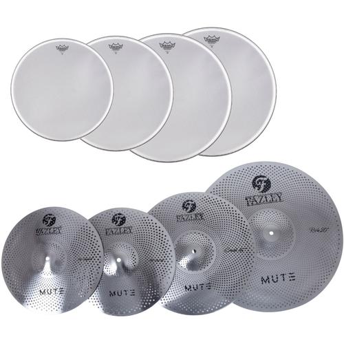 Remo Remo Silentstroke Set De Peaux De Batterie + Fazley Mute Set De Cymbales